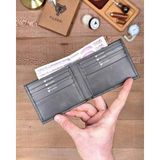 Fil Deri Hakiki Deri Çift Para Bölmeli Ince Minimalist Cüzdan 2144 - Gri