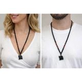 Fil Figürlü Tasarım Kolye – Siyah & Kırmızı Boncuk Detaylı, Unisex Şık Stil (33.5 Cm)