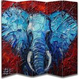Fil Temalı Özel Tasarım Paravan Room Divider 180 x 200 cm - Renkli