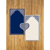 Filamente Kalpli Çift Seccadesi Çeyizlik Dekoratif Dijital Baskılı Kaymaz Taban Namazlık 70 x 120 - Krem - Lacivert - 70 x 120 cm