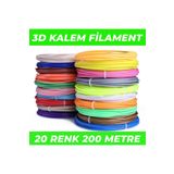 Filamentmarketim 20 Renk 10 Metre 3d Kalem Pla Filament-200 Metre-3d Pen Filamenti