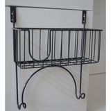 Filamento Siyah Kapı Arkası Ütü ve Ütü Masası Askısı Metal Ütü Düzenleyici Raf 40x32x15 cm