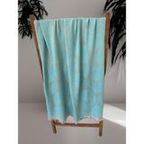 Filda Store Kavak Ağacı Lifinden El Dokuması Midye Desen, Jakarlı, Premium Kalite, Peştemal, Plaj Havlusu, Pareo - 100 x 180 cm - Turkuaz