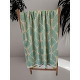 Filda Store Kavak Ağacı Lifinden El Dokuması Midye Desen, Jakarlı, Premium Kalite, Peştemal, Plaj Havlusu, Pareo - 100 x 180 cm - Yeşil
