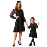 File Kollu Kloş ANNE-KIZ Kombini (Siyah, 3XL)