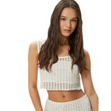 Fileli Crop Atlet Kalın Askılı U Yaka Slim Fit