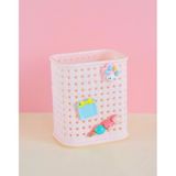 Fileli Masaüstü Kalemlik Plastik Kawaii Sevimli Kalemlik - Pembe
