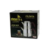 Filinta Aile Boy Çelik Çaydanlık Seti Çift Kapaklı Renkli Bakalit Kulp Üst Demlik: 1.5Lt - Alt Suluk: 3Lt Kendinden Süzgeçli (5433)
