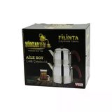 Filinta Aile Boy Çelik Çaydanlık Seti Çift Kapaklı Renkli Bakalit Kulp Üst Demlik: 1.5Lt - Alt Suluk: 3Lt Kendinden Süzgeçli Go53/01778