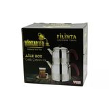 Filinta Aile Boy Çelik Çaydanlık Seti Çift Kapaklı Renkli Bakalit Kulp Üst Demlik: 1.5Lt - Alt Suluk: 3Lt Kendinden Süzgeçli (Timya/Go1395) 199817