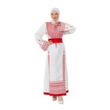 Filistin Nakışlı Modern Beyaz Kaftan Elbise - Geleneksel Şıklık