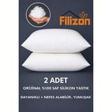 Filizon 2 Adet Boncuk Silikon Yastık Dayanıklı Nefes Alabilir Yumuşak - 50 x 70 cm - Beyaz