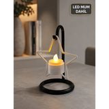 Filkorium3D 16 cm Plastik Yıldız LED Mumluk – Dekoratif Masaüstü Mumluk – LED Tealight Mum Dahil - Beyaz