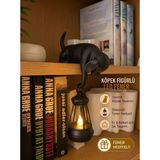 Filkorium3D Askılı Köpek Raf Dekoru 20 cm - LED Fenerli Minimalist Salon, Balkon , Raf ve Ev Aksesuarı Dekoratif Obje - Mum Hediyeli - Beyaz - Kırmızı - Siyah