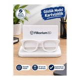 Filkorium3D Gözlük Tasarımlı Plastik Kartvizitlik - Masaüstü Dekoratif Hediyelik Kart Standı - Ofis Hediyesi Kartvizitlik