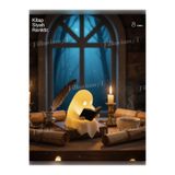 Filkorium3D Kitap Okuyan Sevimli Hayalet Lamba - Baskı Pilli LED Kitaplık Raf Dekoru Gece Lambası - Mum dahil