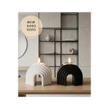 Filkorium3D Modern Gökkuşağı Mumluk 2’li Set Beyaz & Siyah – Dekoratif Plastik Tealight Mumluk
