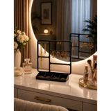 Filkorium3D Takı Standı - Küpe Standı - Kolye Askısı - Modern Takı ve Küpe Standı - 5 Bölmeli Küpe Standı 17X19 cm - Siyah