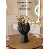 Filkorium3D Yüz Formlu Makyaj Fırçalık 3D Dekoratif Masa Organizer - Dekoratif Hediyelik Plastik - Siyah