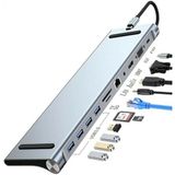 Fillikutum 11 In 1 Çoklayıcı Usb Type C Hub 3.0 Adaptör 4K Hdmi Uyumlu Rj45 Sd/Tf Vga Hdmi Pd Macbook