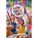 Fillikutum Happy Birthday Temalı Pinyata ve Sopası –Katlanabilir Doğum Günü Parti Oyunu 40 Cm Konsept Seçenekli
