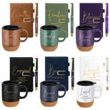FillTouch 6 Set İlham Hristiyan Hediyeleri Kadınlar Erkekler için Noel 15oz İncil Ayeti Seramik Kahve Kupası A5 Günlük Kalem Kilise Öğretmeni Anne Baba için Dini Hediye Seti (Koyu Renk, Klasik)