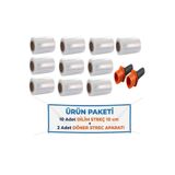 Filo El Paketleme Ambalaj Streci & Oto Direksiyon Dilim Streç 10CM (10 Adet) + Palet Streç Filim & Dilim Streç Döner Kollu Sarma Aparatı (2 Adet)