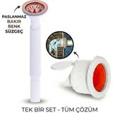 Filo Rose Çöpmak Körüklü Büyük Kafalı Tırnaklı Mutfak Evye Lavabo Gider Sifonu (Üstü Paslanmaz Altı Plastik) + Çekvalfli Conta Kötü Koku Böcek Kirli Su Önleyici Lavabo Gider Aparatı