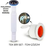 Filo Siyah Körüklü Lavabo Gider Sifonu (Üstü Paslanmaz Altı Plastik) + Çekvalfli Conta Kötü Koku Böcek Kirli Su Önleyici Lavabo Gider Aparatı