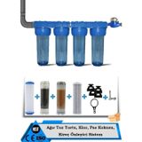 Filter Store Daire Bina Sayaç Girişi 10" Inch 4 Aşama Su Arıtma Cihazı (İLETKENLİK DÜŞÜRÜCÜ YUMUŞATMA SİSTEMİ)