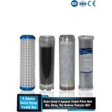 Filter Store Daire Bina Sayaç Girişi 10" Inch 4 Aşama ( Yıkanabilir , Gac , Silifoz , Blok ) Yedek Filtre Seti