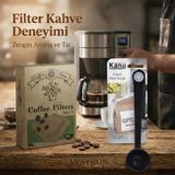 Filtre Kahve Kağıdı 1/4 4 Numara 80'li Paket ve Klipsli Kahve Ölçü Kaşığı (SS) Silver Çelik - Siyah