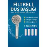 Filtreli Duş Başlığı, 5 Yedek Filtre, Su Arıtıcı, Yüksek Basınç, Klor ve Kireç Önleyici - Seçenek 1