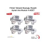 Filtreli Taharet Musluğu Rozetli Aynalı Ara Musluk 4 Adet Gri