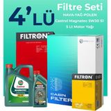 Filtron Alfa Giulietta 1.6 120 HP Castrol Motor Yağlı 2015-2020 4'lü Bakım Seti