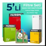 Filtron Audi A7 3.0 Dizel QUATRO 272 HP Filtre Bakım Seti Castrol Motor Yağlı (2014-2018) 5 Li