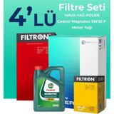 Filtron Citroen C5 Air Cross 1.5 Dizel Castrol Motor Yağlı 2019-2023 4'lü Filtre Bakım Seti