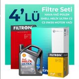 Filtron Citroen DS5 1.6 Benzinli Shell Motor Yağlı 2012-2016 4'lü Filtre Bakım Seti