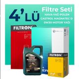 Filtron Citroen DS7 Cross Back 1.6 Benzinli Castrol Motor Yağlı 2017-2022 4'lü Filtre Bakım Seti