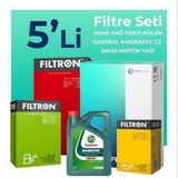Filtron Citroen Jumper 2.0 Blue HDi Dizel Castrol Motor Yağlı 2015-2020 5'li Filtre Bakım Seti