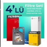 Filtron Dacia Duster 1.6 Benzinli Castrol Motor Yağlı 2018-2022 4'lü Filtre Bakım Seti