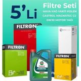Filtron Fiat Egea 1.6 Dizel Castrol Motor Yağlı 2015-2023 5'li Filtre Bakım Seti