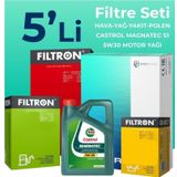 Filtron Fiat Fiorino 1.3 Dizel Castrol Motor Yağlı Euro 5 2007-2016 5'li Filtre Bakım Seti