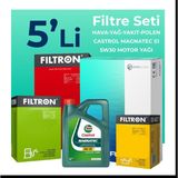 Filtron Fiat Linea 1.3 Dizel Filtre Bakım Seti Cast Rol Motor Yağlı Euro 5 (2009-2017) 5 Li
