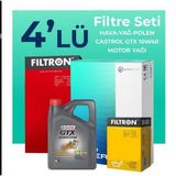 Filtron Fiat Punto 1.4 Benzinli Castrol Motor Yağlı 2005-2011 4'lü Filtre Bakım Seti