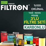 Filtron Ford Focus 1.0 Ecoboost Filtre Bakım Seti 2018-2025 3Kp Hava+Yağ+Karbonlu