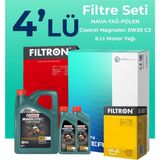 Filtron Mercedes E200 Kompresor Filtre Bakım Seti Cast Rol Motor Yağlı (2003-2009) 4 Lü