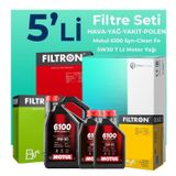 Filtron Nissan Navara 2.5 Dizel Motul Motor Yağlı 2006-2015 5'li Filtre Bakım Seti