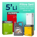 Filtron Nissan Qashqai 1.5 Dizel Castrol Motor Yağlı 2014-2018 5'li Filtre Bakım Seti