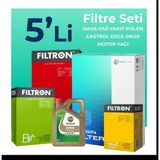 Filtron Opel Insignia 1.5 Dizel Castrol Motor Yağlı 2018-2023 5'li Filtre Bakım Seti